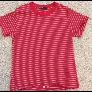 BRANDY MELVILLE RED AND WHITE STRIPED TEE